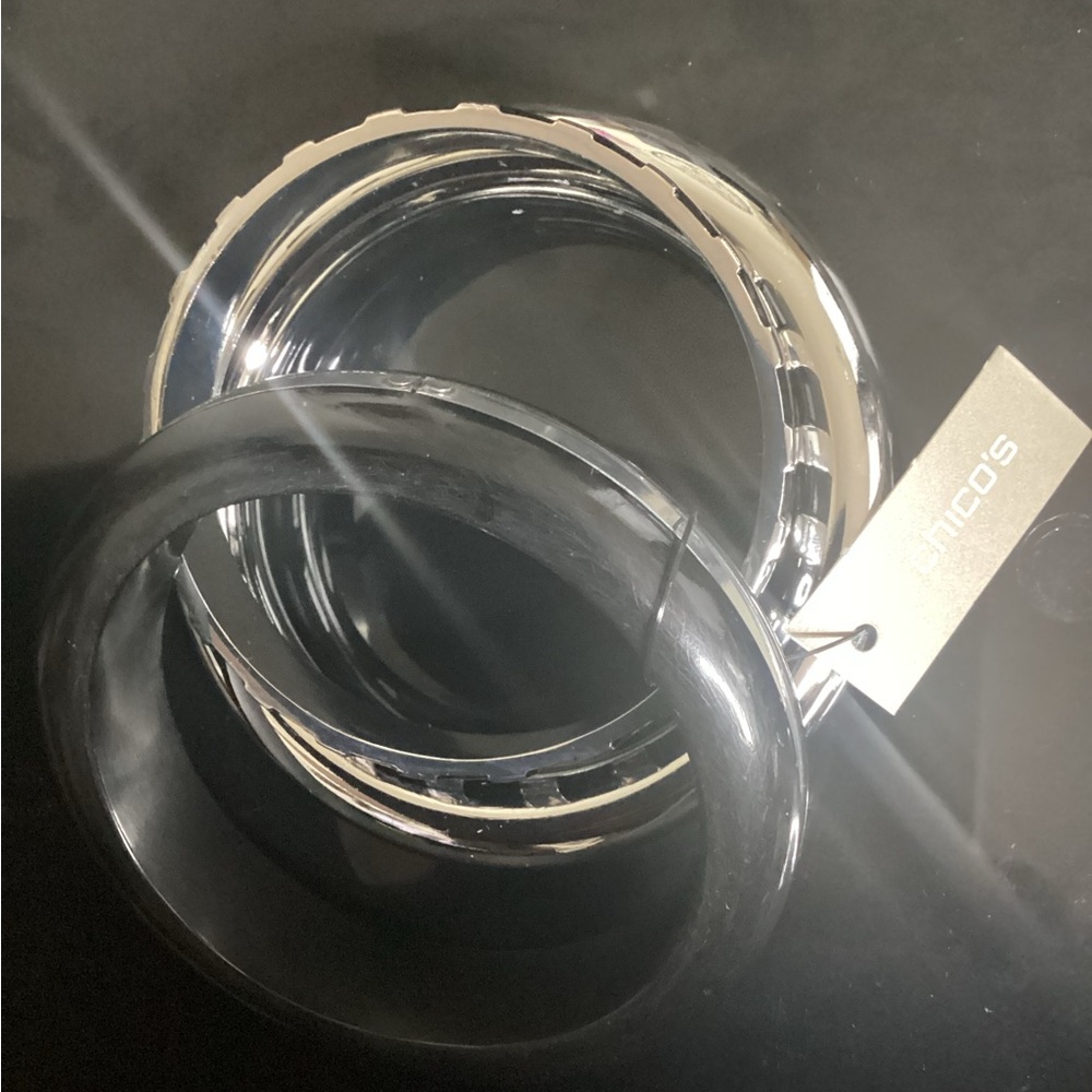 Chico's Elegant Black and Silver Bangles